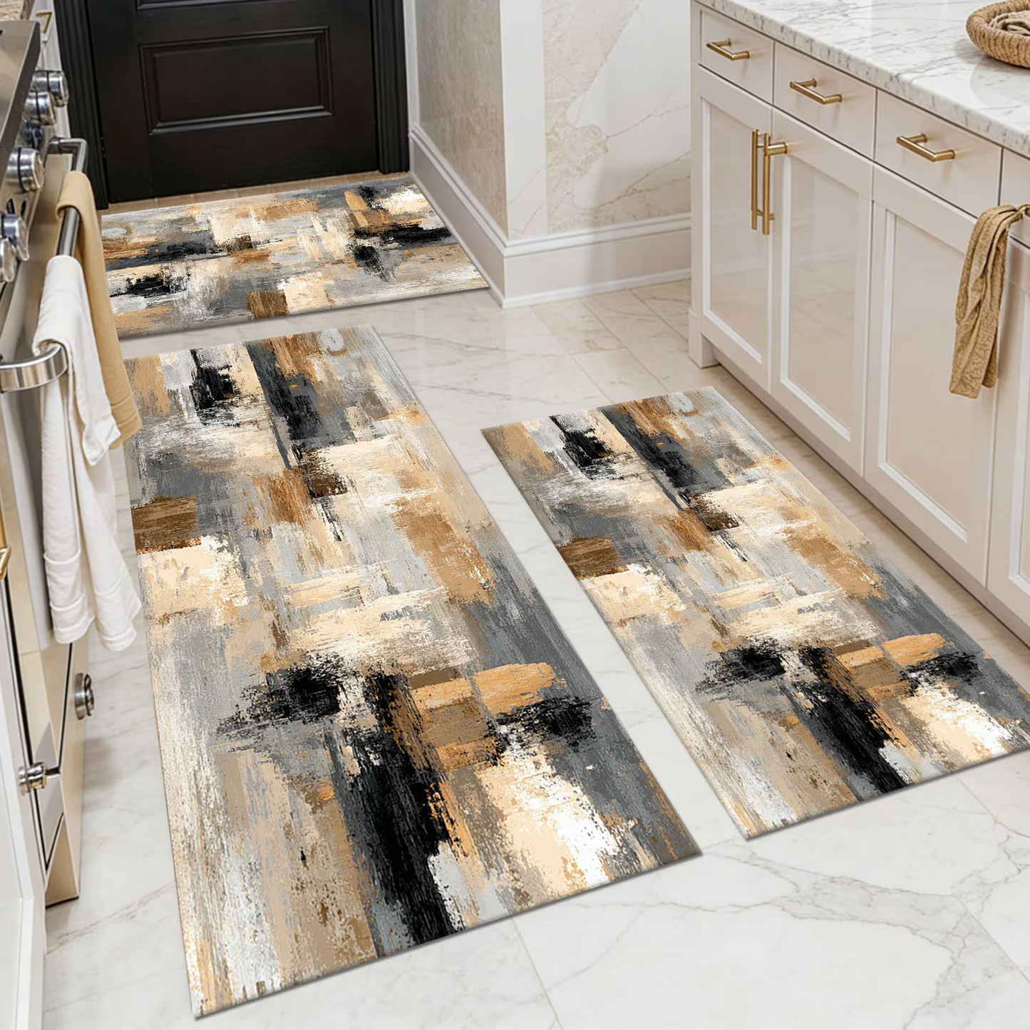 3-Piece Indoor Mats Set Non-Slip Washable Runner Mats Soft Floor Mats for Kitchen Laundry Hallway and Entryway 20x32in 20x47in 20x60in