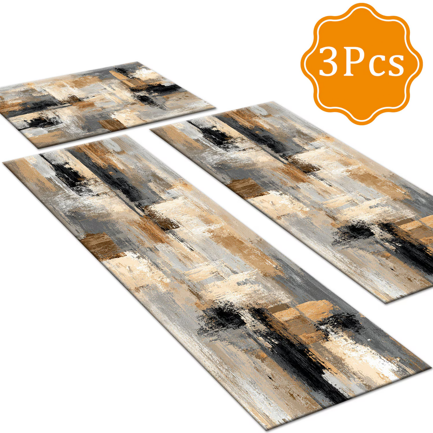 3-Piece Indoor Mats Set Non-Slip Washable Runner Mats Soft Floor Mats for Kitchen Laundry Hallway and Entryway 20x32in 20x47in 20x60in